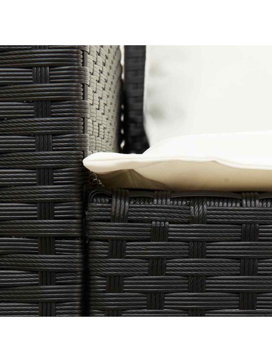 Zahradní pohovka 5-místná s polštáři black poly rattan
