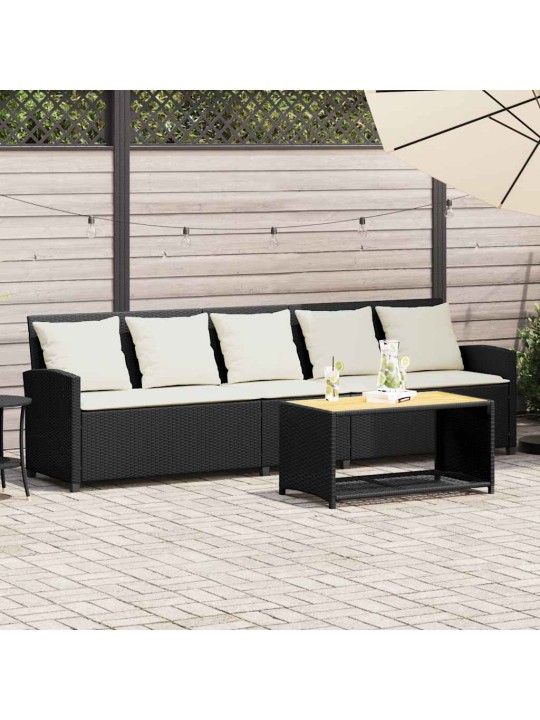 Zahradní pohovka 5-místná s polštáři black poly rattan