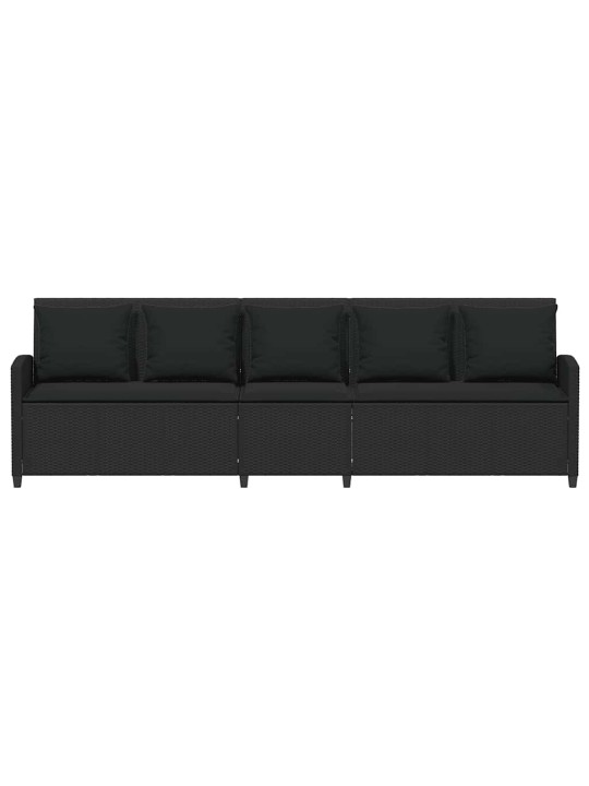 Zahradní pohovka 5-místná s polštáři black poly rattan