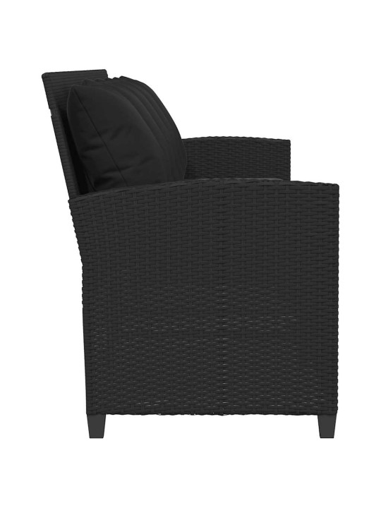 Zahradní pohovka 5-místná s polštáři black poly rattan