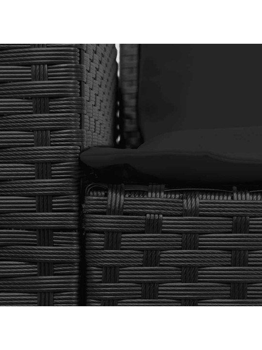 Zahradní pohovka 5-místná s polštáři black poly rattan