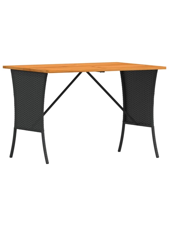 Zahradní stůl s akáciovou deskou černý 105x75x72 cm polyratan