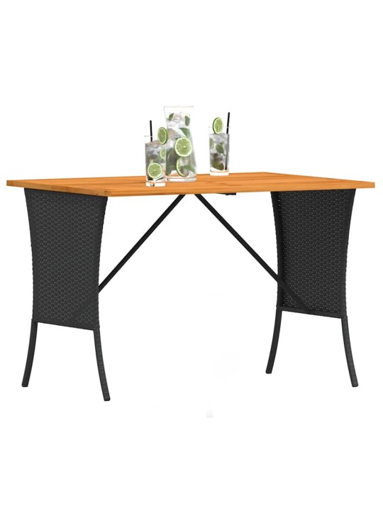 Zahradní stůl s akáciovou deskou černý 105x75x72 cm polyratan