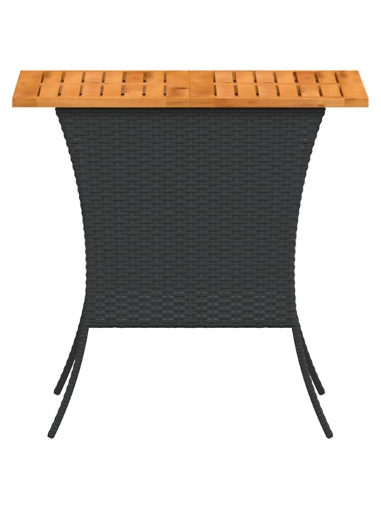 Zahradní stůl s akáciovou deskou černý 105x75x72 cm polyratan