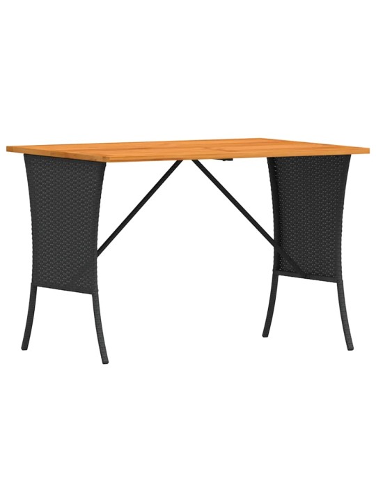 Zahradní stůl s akáciovou deskou černý 105x75x72 cm polyratan