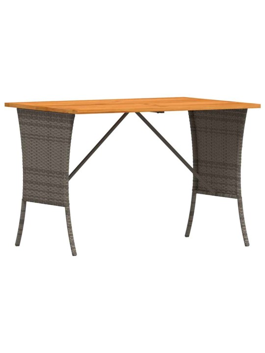Zahradní stůl s akáciovou deskou šedý 105x75x72 cm polyratan