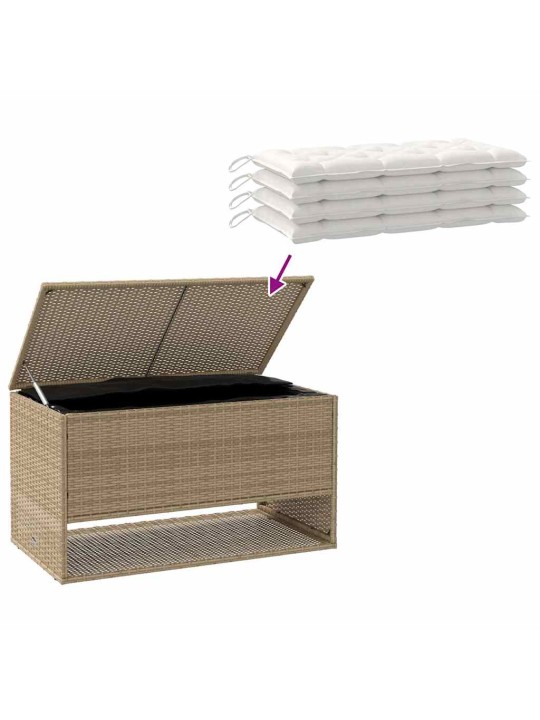 Box na venkovní polštář béžová 100x55x55,5 cm poly ratan