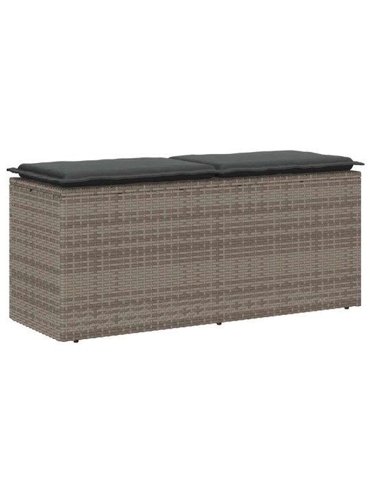 Zahradní lavice s poduškou šedá 110x40x44 cm polyratan