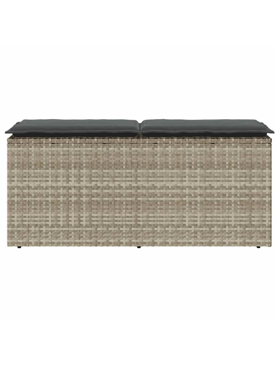 Zahradní lavice s polštářem světle šedá 110x40x44 cm poly ratan