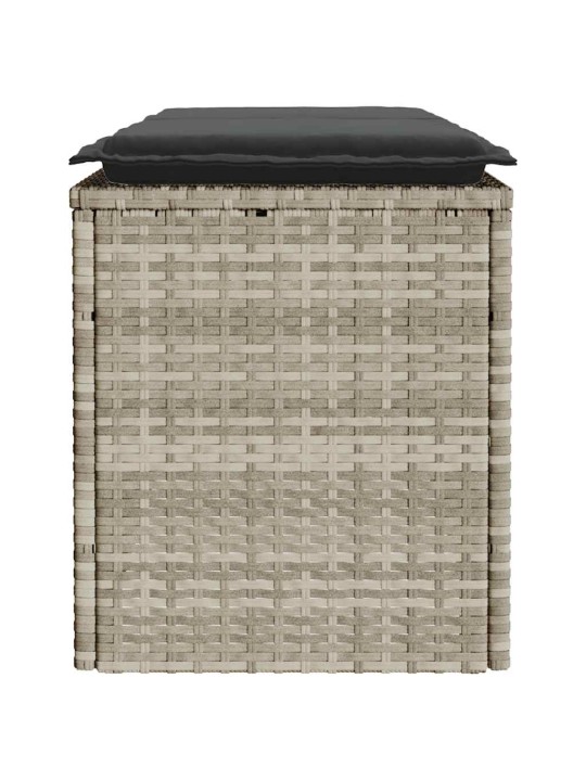 Zahradní lavice s polštářem světle šedá 110x40x44 cm poly ratan