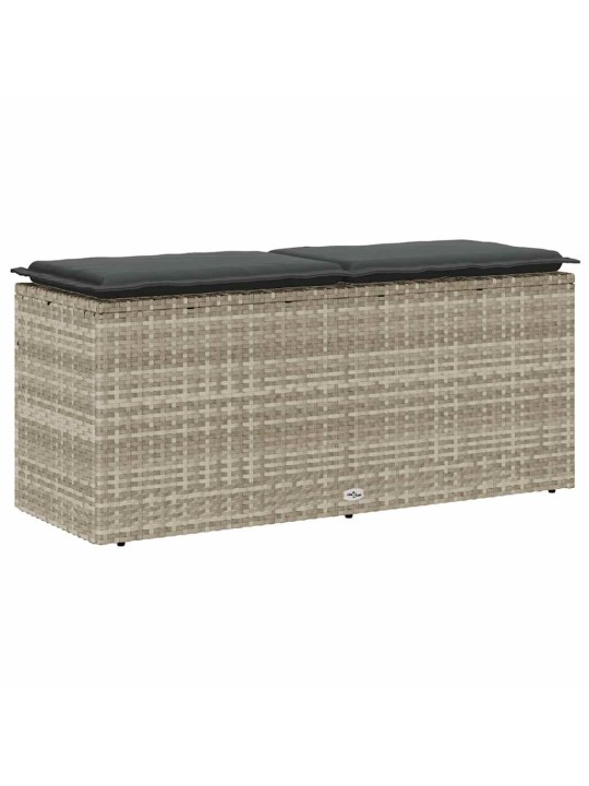 Zahradní lavice s polštářem světle šedá 110x40x44 cm poly ratan
