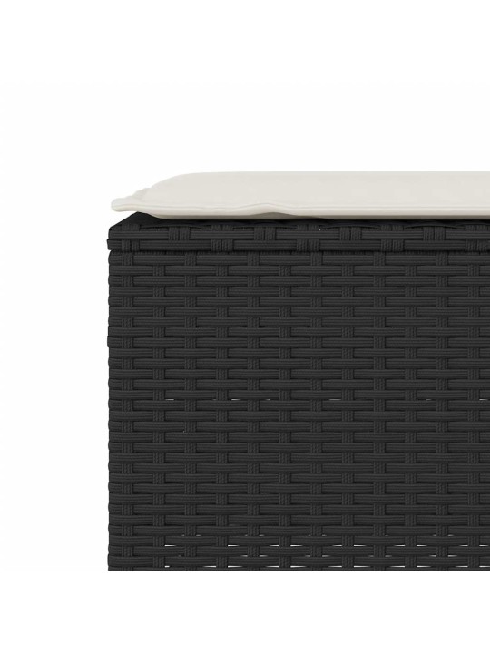 Zahradní lavice s poduškou černá 110x30x40,5 cm polyratan