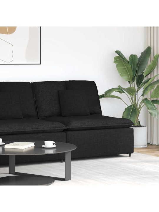Modulární středový modul pohovky s polštáři černá 100 cm