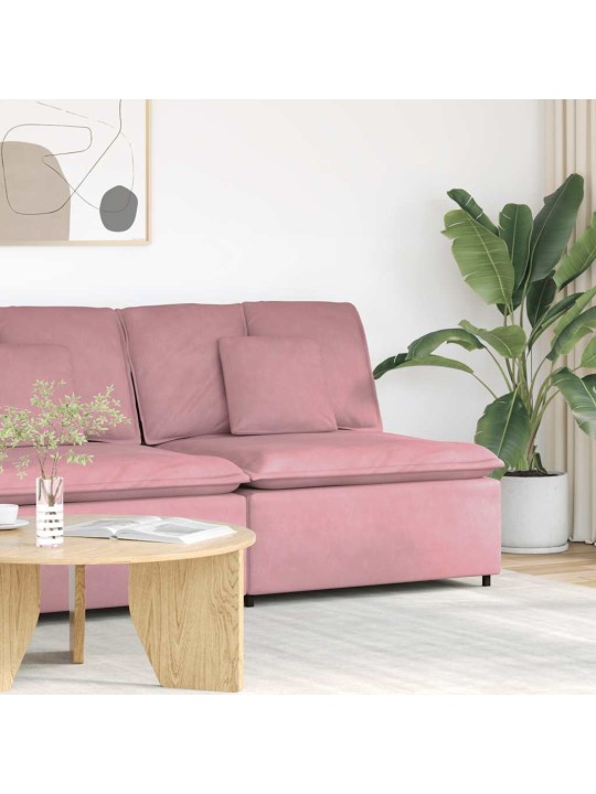 Modulární středový modul pohovky s polštáři růžová 100 cm