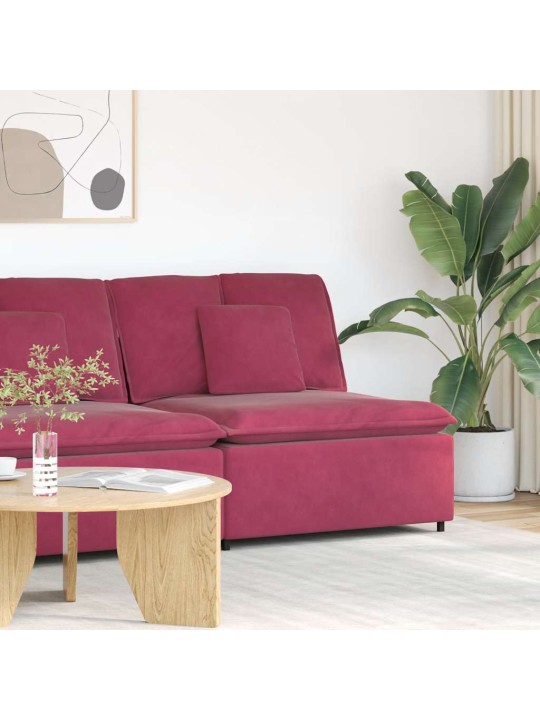 Modulární středový modul pohovky s polštáři vínová 100 cm