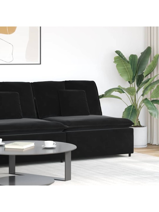 Modulární středový modul pohovky s polštáři černá 100 cm