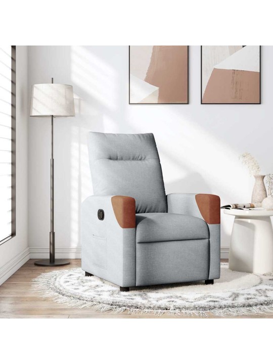 Polohovací křeslo světle šedé textil