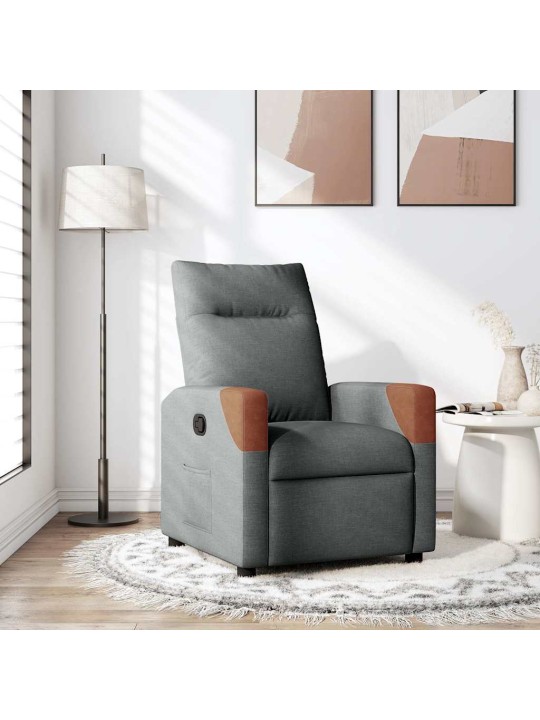 Polohovací křeslo tmavě šedé textil