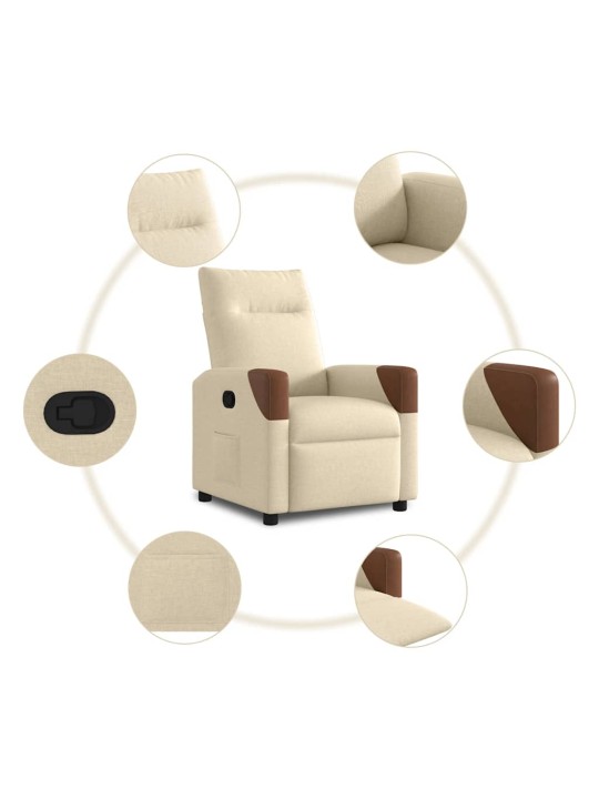 Polohovací křeslo krémové textil