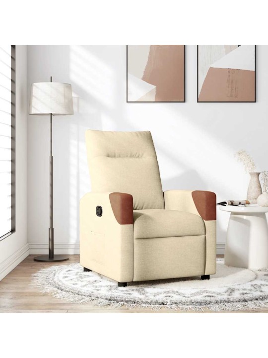 Polohovací křeslo krémové textil
