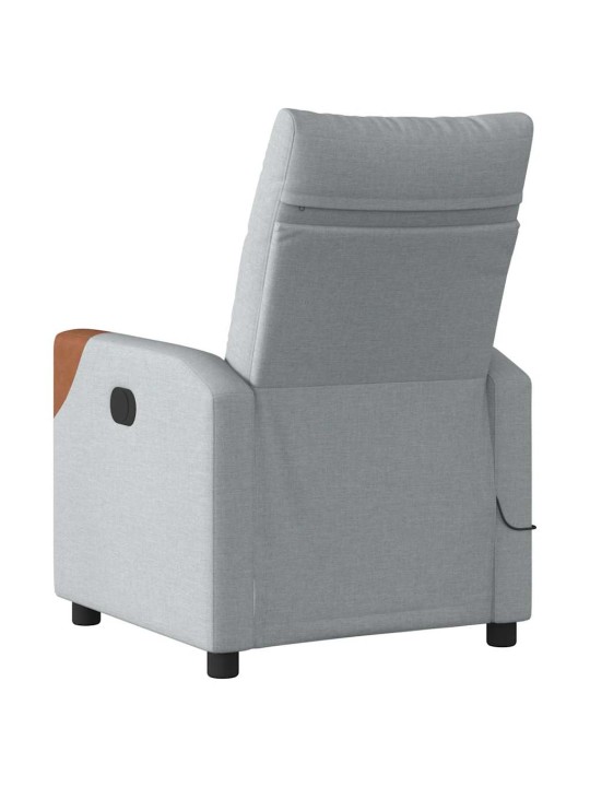 Masážní polohovací křeslo světle šedé textil