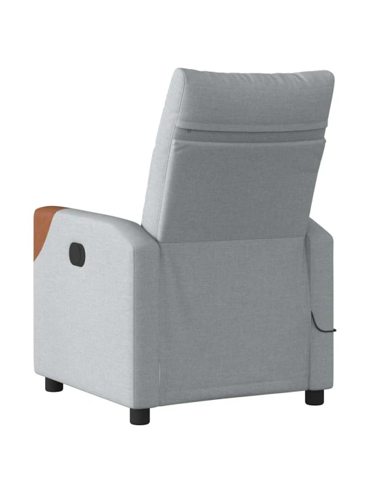 Masážní polohovací křeslo světle šedé textil