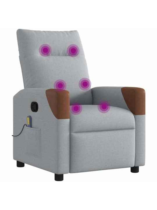 Masážní polohovací křeslo světle šedé textil