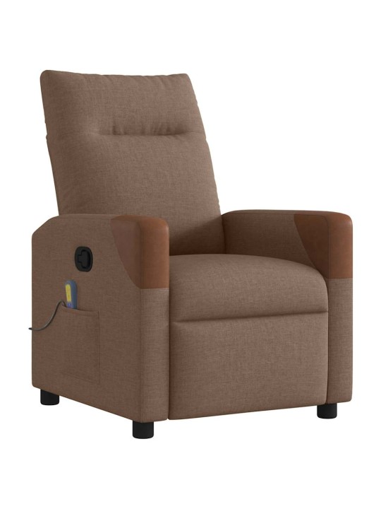 Masážní polohovací křeslo hnědé textil