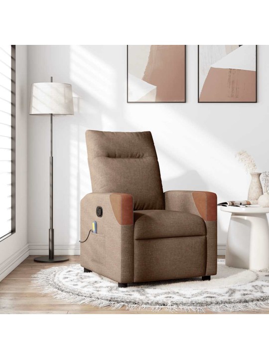 Masážní polohovací křeslo hnědé textil