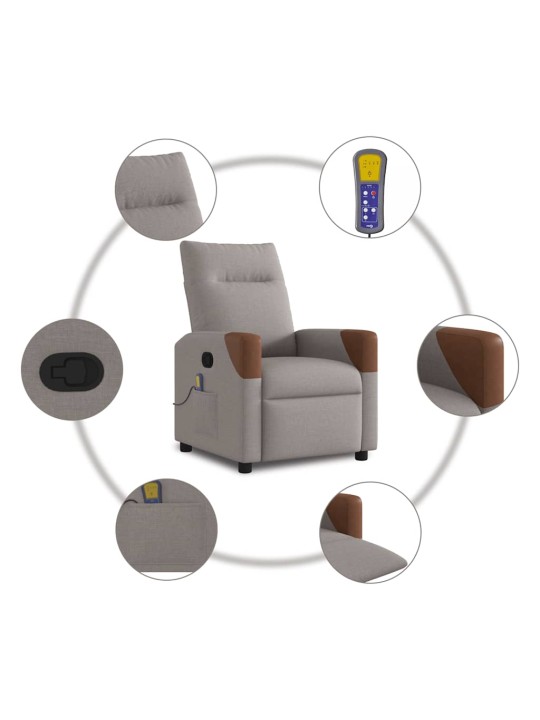 Masážní polohovací křeslo taupe textil