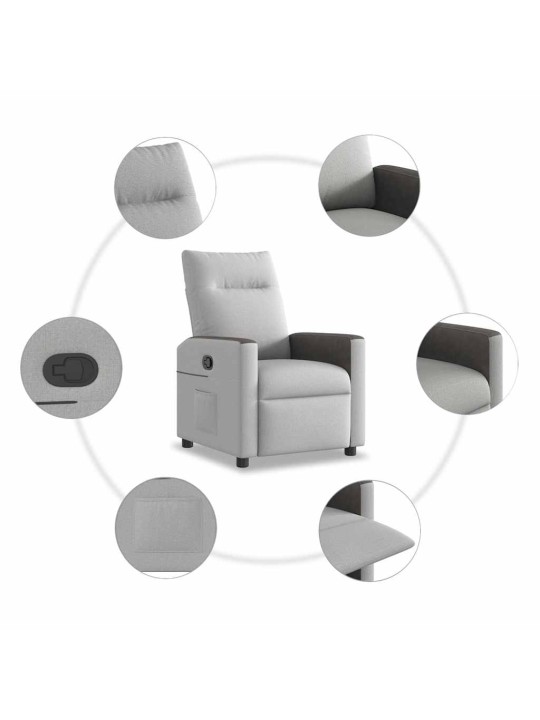 Polohovací křeslo obláčkově šedá textil