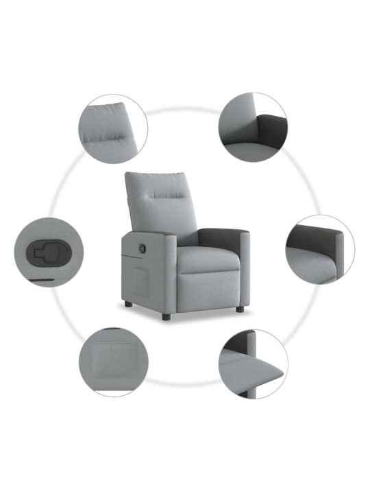 Polohovací křeslo světle šedé textil