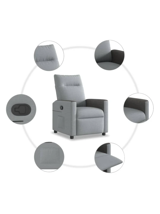 Polohovací křeslo světle šedé textil