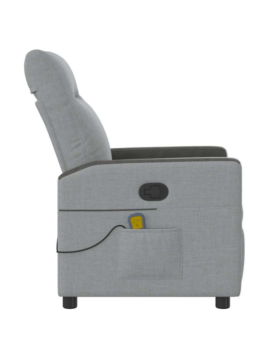 Masážní polohovací křeslo světle šedé textil