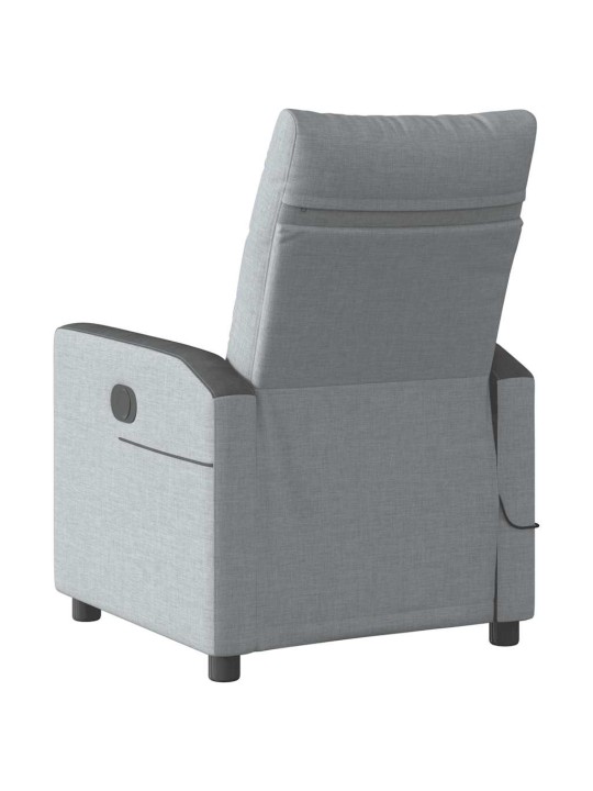 Masážní polohovací křeslo světle šedé textil
