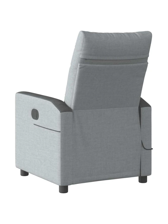Masážní polohovací křeslo světle šedé textil