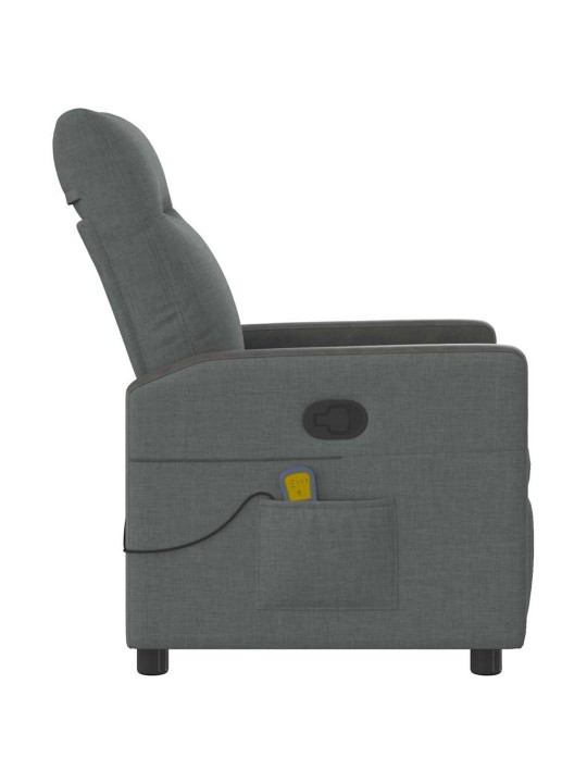 Masážní polohovací křeslo tmavě šedé textil