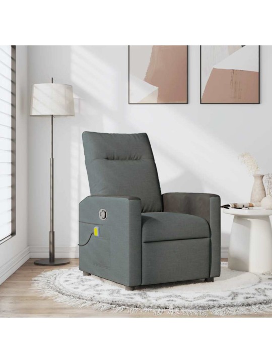 Masážní polohovací křeslo tmavě šedé textil