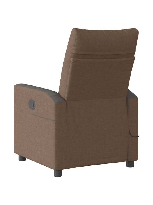 Masážní polohovací křeslo hnědé textil