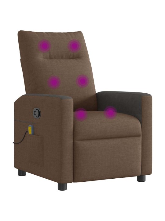 Masážní polohovací křeslo hnědé textil
