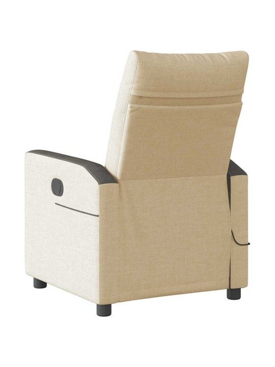Masážní polohovací křeslo krémové textil