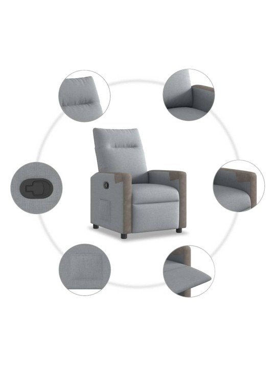 Polohovací křeslo světle šedé textil