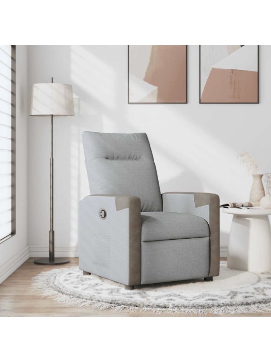 Polohovací křeslo světle šedé textil