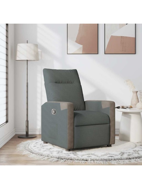 Polohovací křeslo tmavě šedé textil