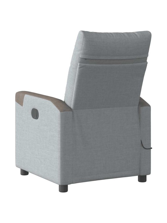 Masážní polohovací křeslo světle šedé textil
