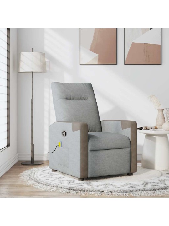 Masážní polohovací křeslo světle šedé textil