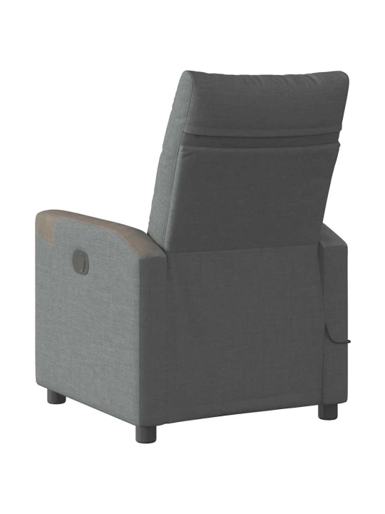 Masážní polohovací křeslo tmavě šedé textil