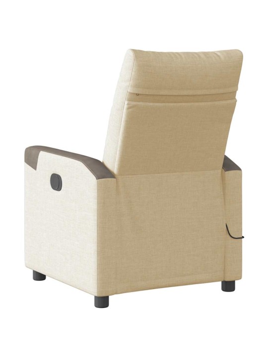 Masážní polohovací křeslo krémové textil
