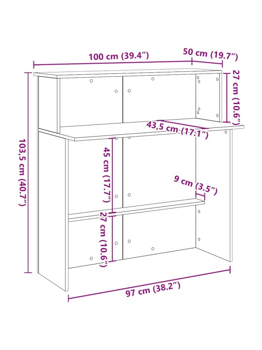 Recepční stůl bílý 100x50x103,5 cm kompozitní dřevo