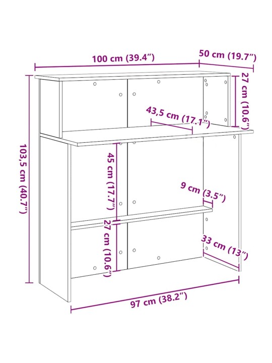 Recepční stůl kouřový dub 100x50x103,5 cm kompozitní dřevo